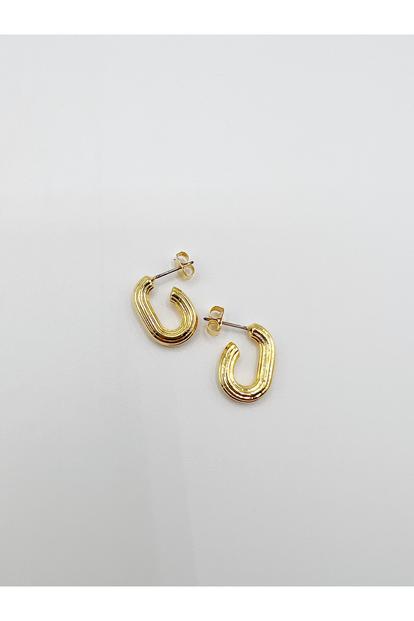 Metallic Chunky Oval Half Hoop Earrings