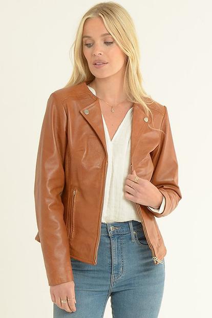 Black 'Mb' Real Leather Fashion Biker Jacket