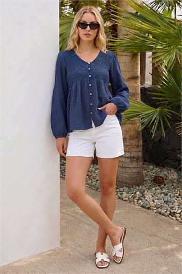 Crochet Button Up Blouse 10230860