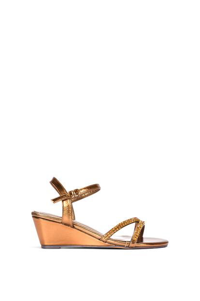 Black 'Sammy' Diamante Mid Heel Strappy Wedge Sandals