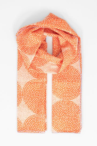 Pink Circles Spotted Cotton Lightweight Scarf