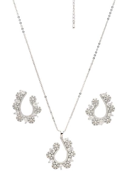 Metallic Dainty Floral Earrings And Necklace Set