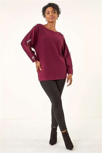 Petite Bow Trim Sleeve Knit Jumper 16321595