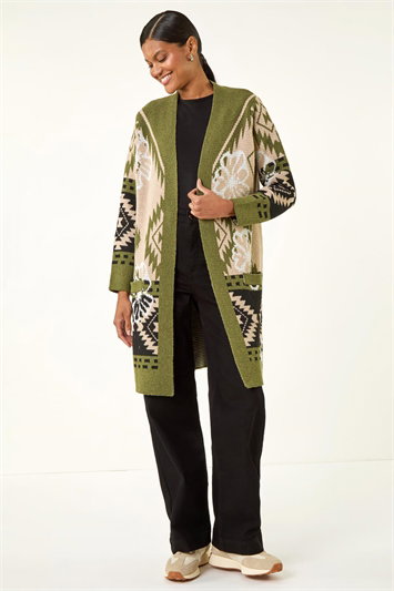 Abstract Jacquard Knit Cardigan 16230463