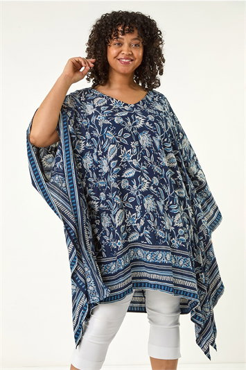 Curve Floral Border Print Kaftan 14588960