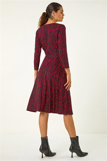 Stretch Spot Detail Belted Dress 14611678