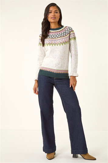 Fairisle Frill Detail Stretch Jumper 16095558