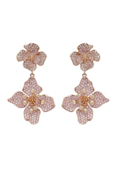 Pink Diva Two-Tiered Floral Drop Earrings