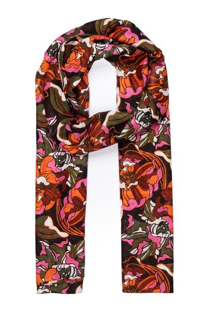 Green Hydrangea Floral Lightweight Scarf