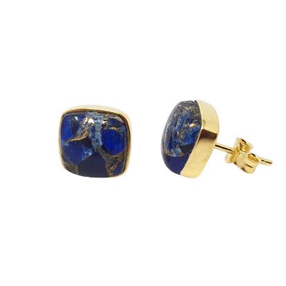 Blue Sapphire September Birthstone Gold Plated Stud Earrings