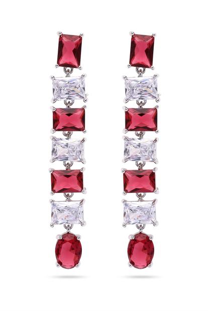 Red Hot Red Square Drop Earrings