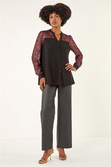Embellished Sequin Stretch Blouse 10028079