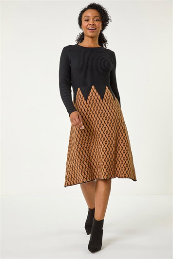 Petite Contrast Knit Dress 14610681