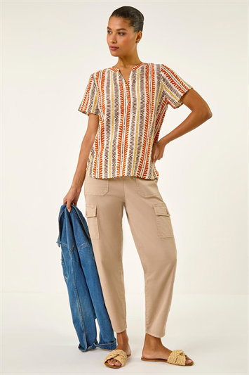 Abstract Stripe Print Tunic Top 20251164
