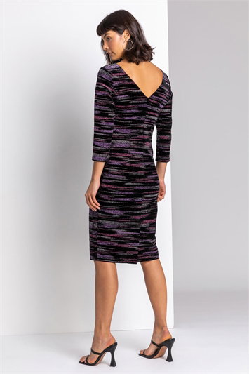 Glitter Stripe Print Velvet Shift Dress 14200572