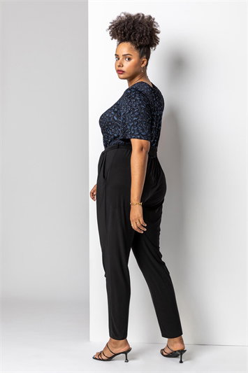 Curve Glitter Leopard Print Wrap Jumpsuit 14175909