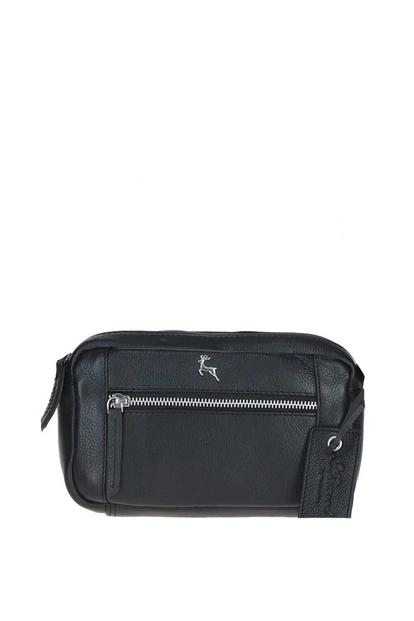 Black 'Cork' Compact Leather Crossbody Bag