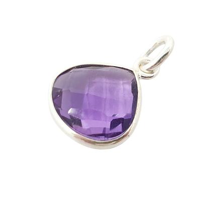 Purple Silver Alexandrite June Birthstone Heart Charm Pendant
