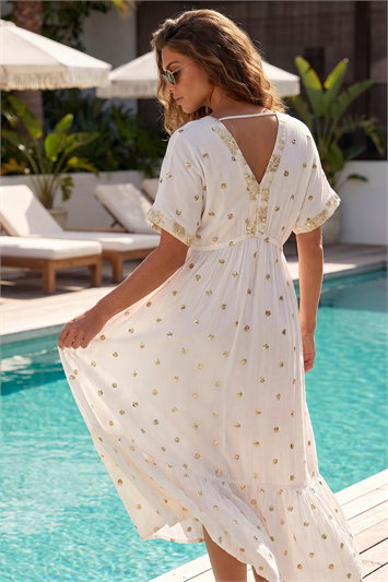Sequin Embellished Tassel Midi Dress 14891338