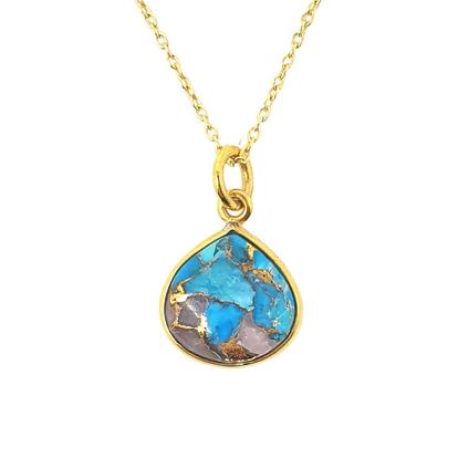 Metallic 18Ct Gold Vermeil Plated Opal & Turquoise Necklace
