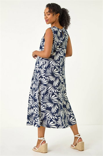 Petite Tropical Trim Midi Dress 14672960