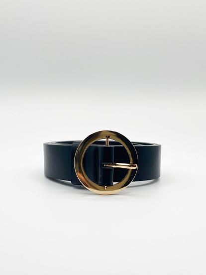 Pink Pu Leather Belt With Round Buckle
