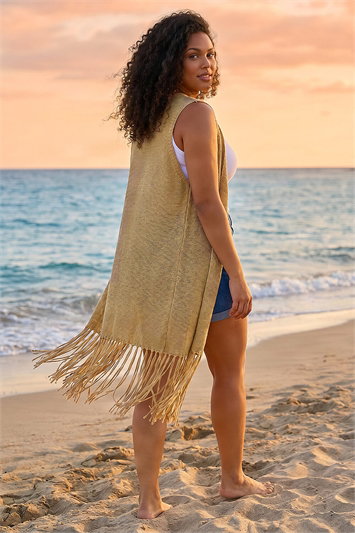 Curve Crochet Knit Tassel Cardigan 16197688