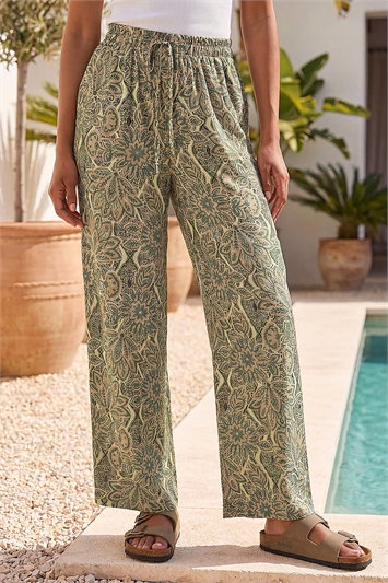 Petite Paisley Print Wide Leg Trouser 18093788