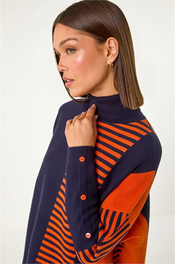 Blue Stripe Colour Block Jumper