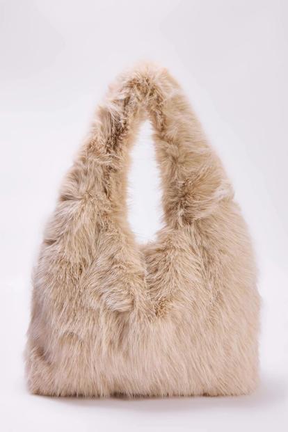 Black Faux Fur Slouchy Grab Bag