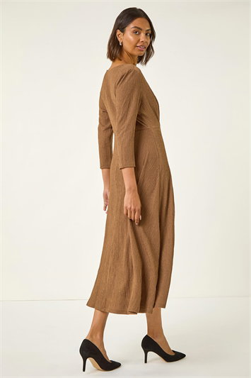 Textured Wrap Midi Dress 14776290