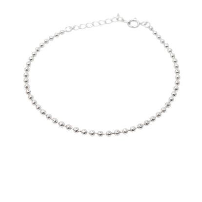 Metallic Ball Bead Chain Minimalist Dainty Sterling Silver Bracelet