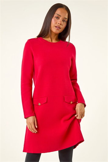 Petite Buttoned Knit Dress 14790078