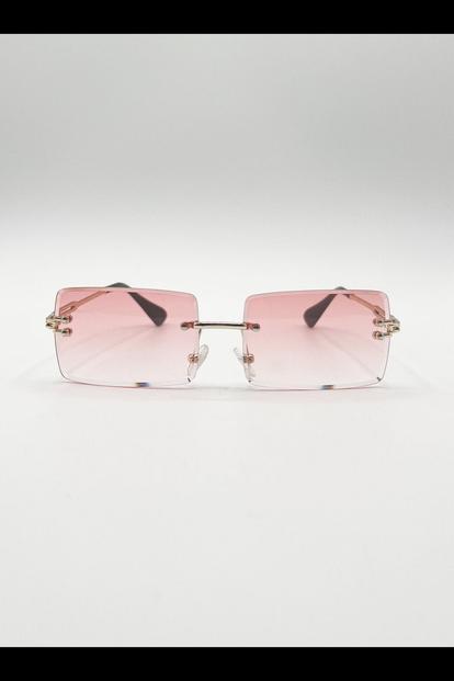 Pink Frameless Square Sunglasses In Pink