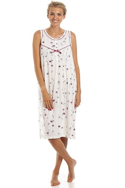 Cream Sleeveless Poppy Print Nightdress