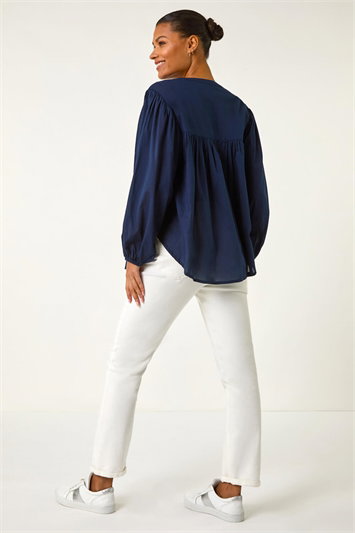 Pleat Detail Button Up Blouse 10138760