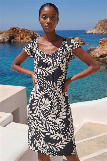 Petite Printed Frill Shift Dress 14881908