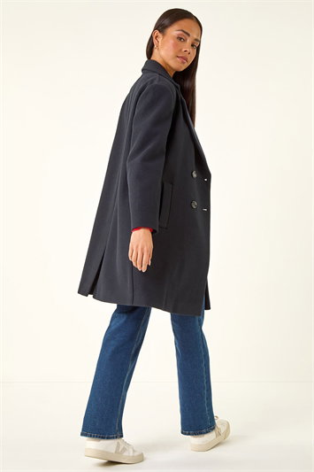 Petite Double Breasted Revere Collar Coat 12043260