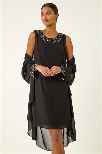 Embellished Shift Dress & Shrug 14810208