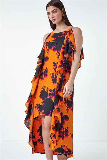Floral Chiffon Ruffle Detail Midi Dress 14333264