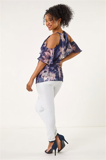 Petite Halter Frill Cold Shoulder Top 20180160