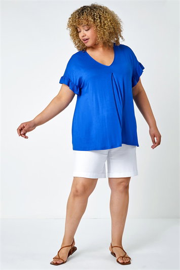 Curve Elastic Waist Turn Hem Stretch Shorts 18044594