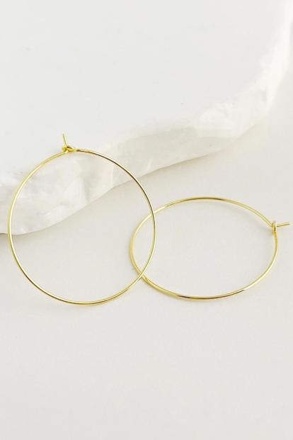 Metallic 14K Gold Plated Thin Hoops