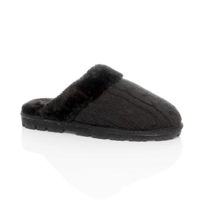 Pink Faux Fur Lined Slip On Memory Foam Mules Slippers