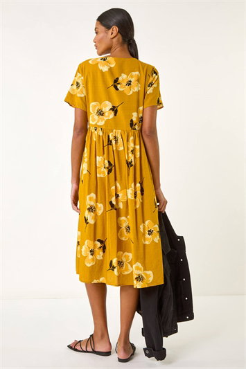 Floral Print Smock Midi Dress 14698396