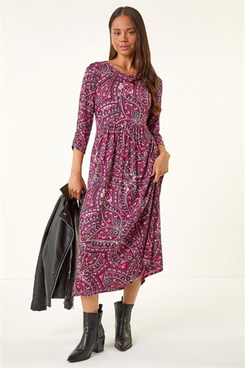 Petite Paisley Pocket Midi Dress 14827976