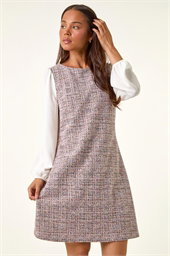 Petite Boucle Contrast Sleeve Dress