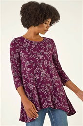 Floral Hanky Hem Tunic Top