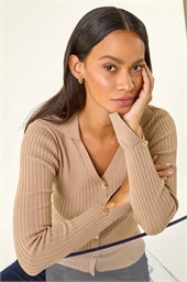 Dusk Collared V-Neck Knit Top