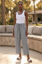 Petite Metallic Stripe Cropped Trouser
